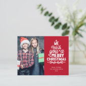 Merry kerst 2 foto's feestdagenkaart (Staand voorkant)