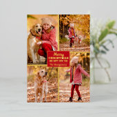 Merry kerst 4 Foto Collage Gold Folie Feestdagenkaart (Staand Voorkant)