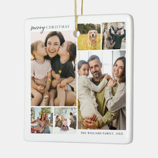Merry kerst 6 Foto Collage Keramisch Ornament (Links)