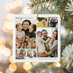 Merry kerst 6 Foto Collage Keramisch Ornament