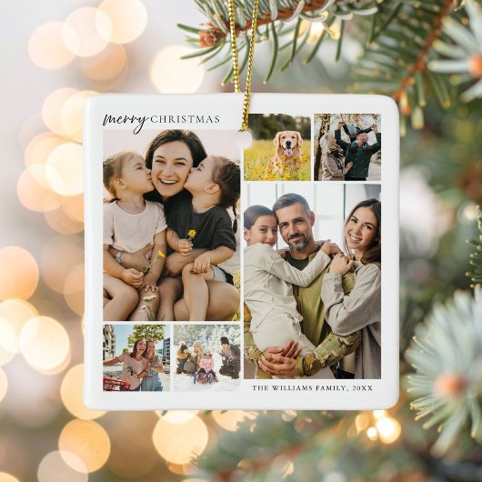 Merry kerst 6 Foto Collage Keramisch Ornament