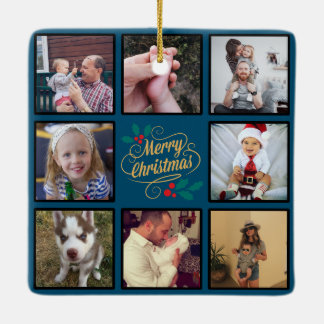Merry kerst Aangepaste foto Collage Ceramic Orna Keramisch Ornament
