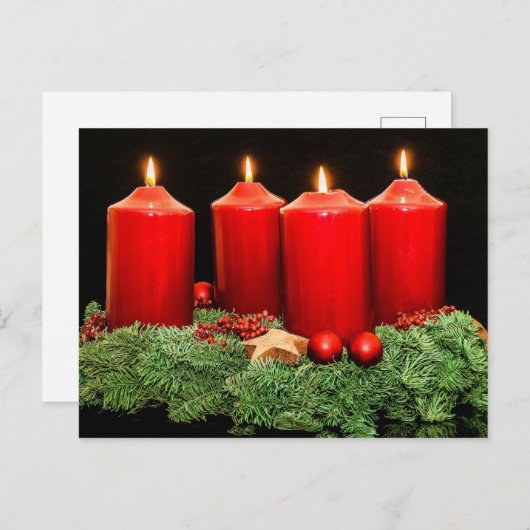 Merry kerst advent wreath feestdagenkaart (Voorkant / Achterkant)