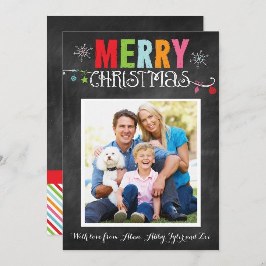 Merry kerst-alkboard-doodle feestdagenkaart (Voorkant / Achterkant)