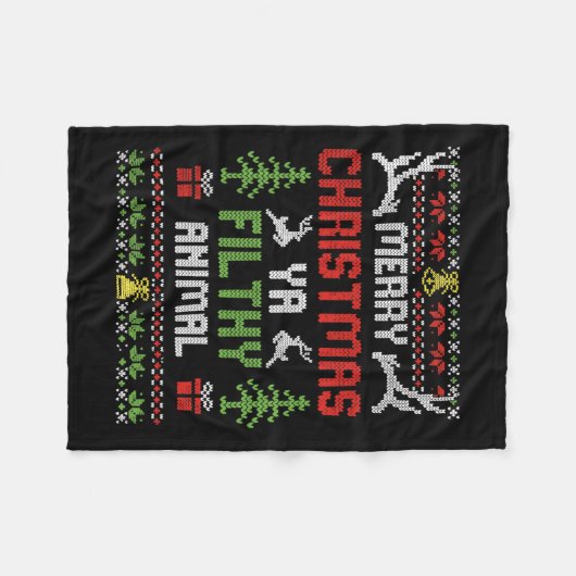 Merry kerst Animal Filthy Ya Fleece Deken (Voorkant (Horizontaal))
