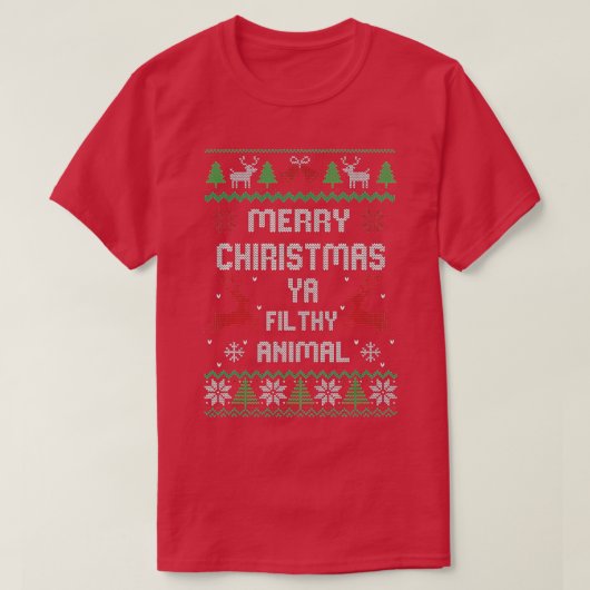 Merry kerst Animal Filthy Ya T-shirt (Design voorkant)