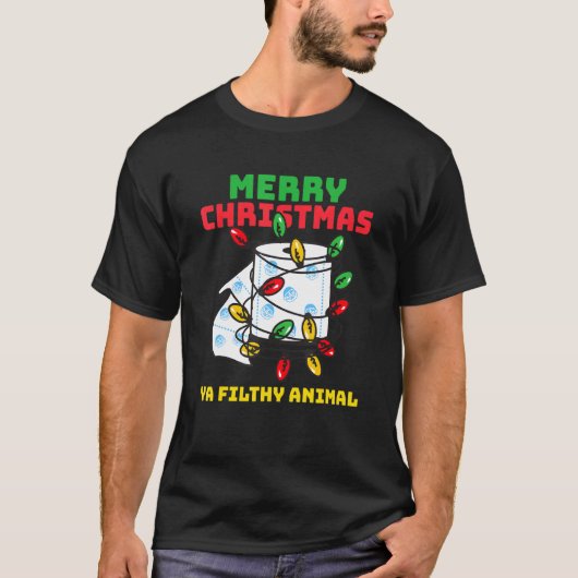 Merry kerst Animal Filthy Ya Toilet Paper T-shirt (Voorkant)
