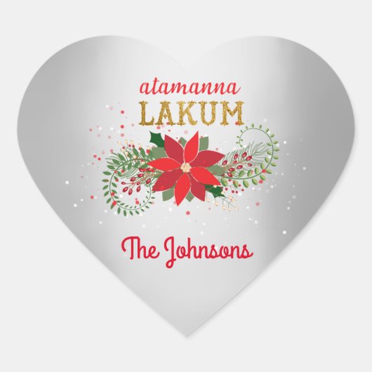 Merry kerst Arabic Silver Glam Hart Sticker (Voorkant)