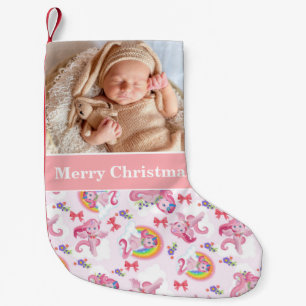 Merry kerst Baby Photo Unicorn Kleine Kerstsok