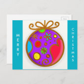 Merry kerst Bauble Colorful Paars Red Feestdagenkaart (Voorkant / Achterkant)