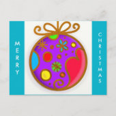 Merry kerst Bauble Colorful Paars Red Feestdagenkaart (Voorkant)