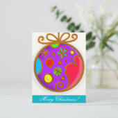 Merry kerst Bauble Colorful Paars Red Feestdagenkaart (Staand voorkant)