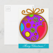 Merry kerst Bauble Colorful Paars Red Feestdagenkaart (Voorkant / Achterkant)