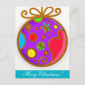 Merry kerst Bauble Colorful Paars Red Feestdagenkaart (Voorkant)