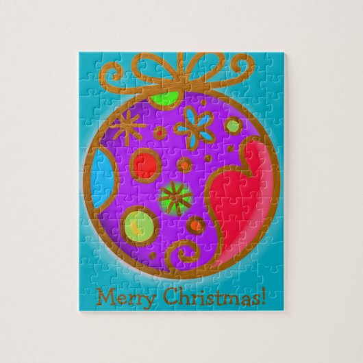 Merry kerst Bauble Colorful Paars Red Legpuzzel (Verticaal)