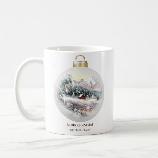 Merry kerst Bauble Ornament Mountain Snow Koffiemok (Links)