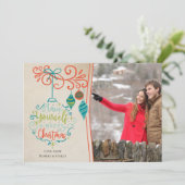 Merry kerst Bauble & Retro Ornaments - Foto Feestdagenkaart (Staand voorkant)