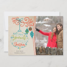 Merry kerst Bauble & Retro Ornaments - Foto