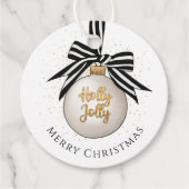 Merry kerst Bauble White Black Bedankjes Labels (Voorkant)