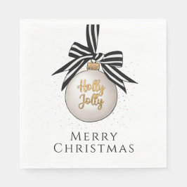 Merry kerst Bauble White Black Servet