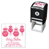 Merry kerst Baubles Familienaam Naam Terug Adres Zelfinktende Stempel (In situ)