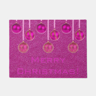 Merry kerst Baubles Hot Pink Ornament Deurtje Deurmat