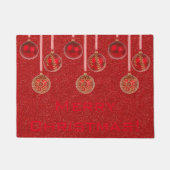 Merry kerst Baubles Red Gold Ornament Deuren Deurmat (Voorkant)