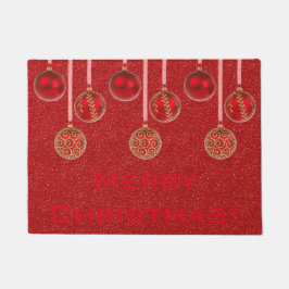 Merry kerst Baubles Red Gold Ornament Deuren Deurmat
