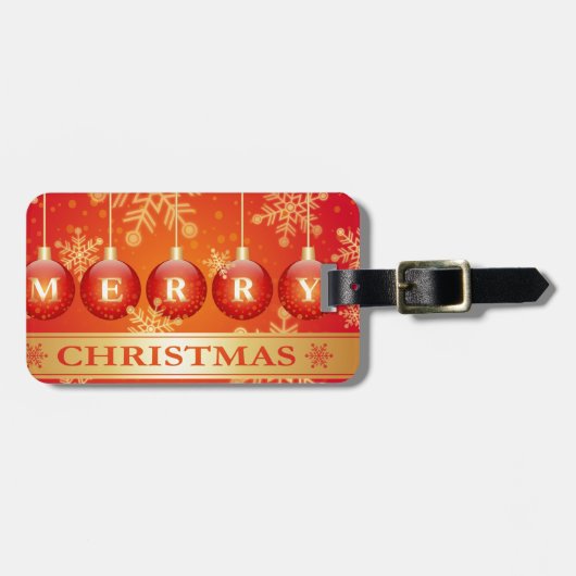 Merry kerst Baubles Red Gold Ornaments Bagagelabel (Voorkant horizontaal)