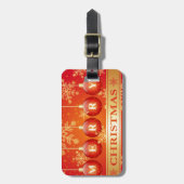 Merry kerst Baubles Red Gold Ornaments Bagagelabel (Voorkant verticaal)