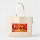 Merry kerst Baubles Red Gold Ornaments Grote Tote Bag (Voorkant)