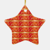 Merry kerst Baubles Red Gold Ornaments Keramisch Ornament (Achterkant)