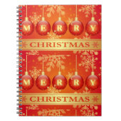Merry kerst Baubles Red Gold Ornaments Notitieboek (Voorkant)