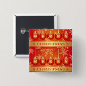 Merry kerst Baubles Red Gold Ornaments Vierkante Button 5,1 Cm (Voorkant /achterkant)