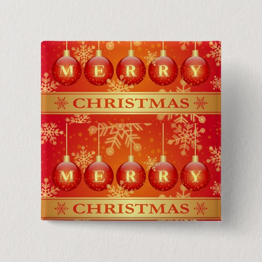 Merry kerst Baubles Red Gold Ornaments Vierkante Button 5,1 Cm (Voorkant)