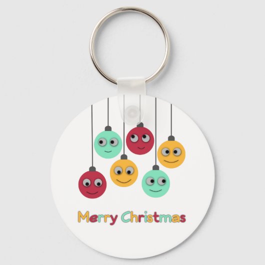 Merry kerst Baubles Sleutelhanger (Voorkant)