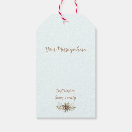 Merry kerst Berries Bouquet Cadeaulabel (Achterkant)