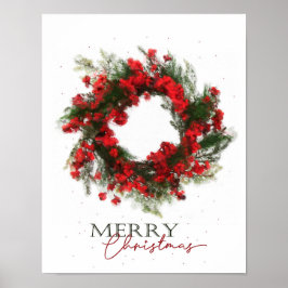 Merry kerst Berry Wreath Poster