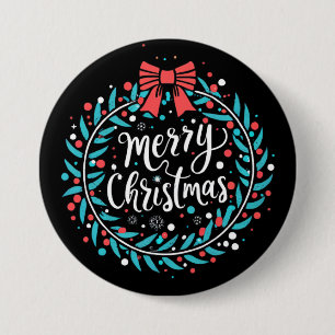 Merry kerst Berry Wreath Ronde Button 7,6 Cm