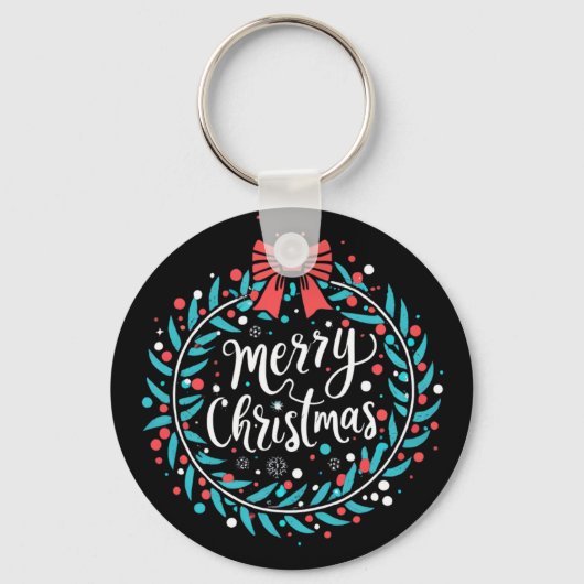 Merry kerst Berry Wreath Sleutelhanger (Voorkant)