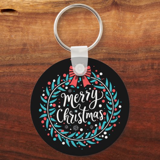 Merry kerst Berry Wreath Sleutelhanger (Voorkant)