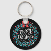 Merry kerst Berry Wreath Sleutelhanger (Achterkant)