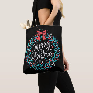 Merry kerst Berry Wreath Tote Bag