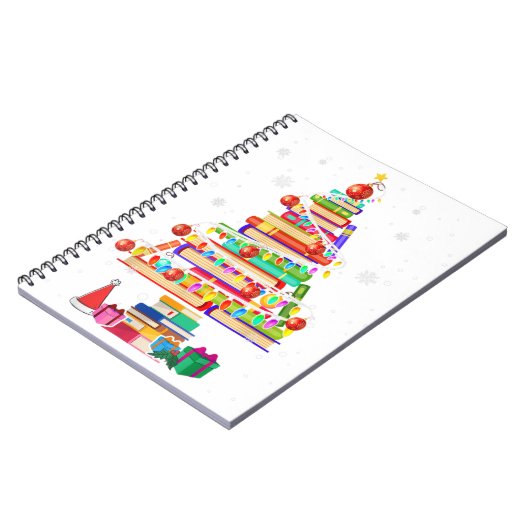 Merry kerst bibliotheek boom schattig boekenliefje notitieboek (Linkerzijde)