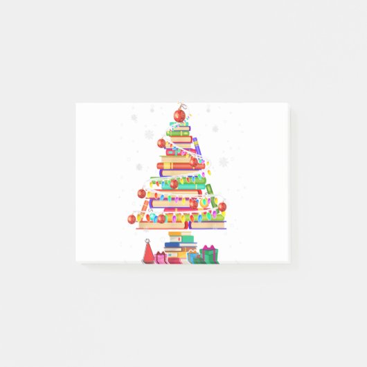 Merry kerst bibliotheek boom schattig boekenliefje post-it® notes (Voorkant)