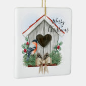 Merry kerst Birdhouse Keramisch Ornament (Rechts)