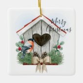 Merry kerst Birdhouse Keramisch Ornament (Voorkant)
