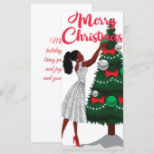 Merry kerst Black American Woman Card (Voorkant / Achterkant)