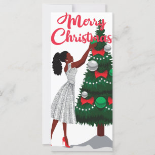 Merry kerst Black American Woman Card
