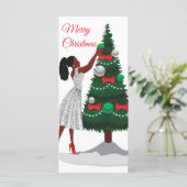 Merry kerst Black American Woman Card (Staand voorkant)